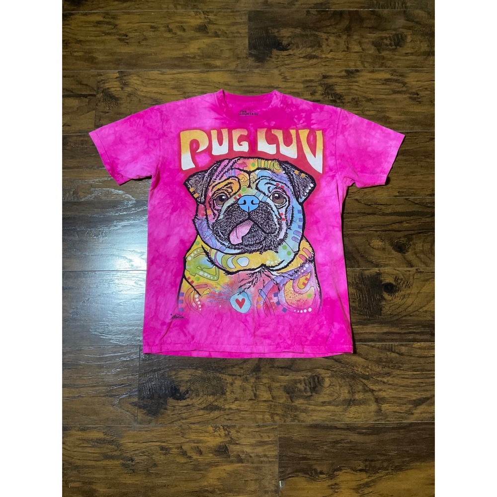 The Mountain Dean Russo Pug Luv Pink Tie Dye Graphic T-Shirt Mens Large 2015